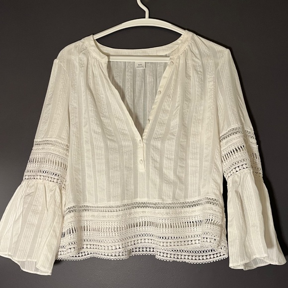 Club Monaco Lace Trim Boho Blouse - Size: M - Picture 1 of 5